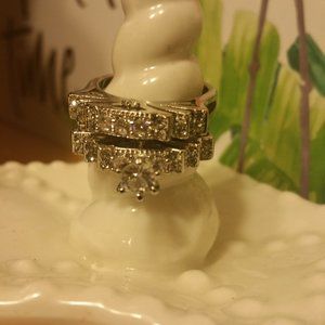 WHITE TOPAZ 2 PIECE RING SET SIZE 7 3/4